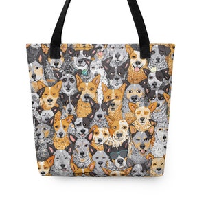 Australian Cattle Dog, 15" Tote bag, "Cattle Dog Crew"