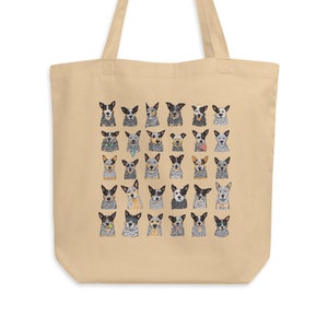 Blue Heeler Cattle Dog, "Expressions" Organic Cotton Tote Bag