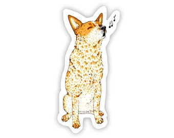 WEATHERPROOF Cattle Dog Red Heeler, 3-Inch Vinyl Decal Sticker "Heeler Tune"