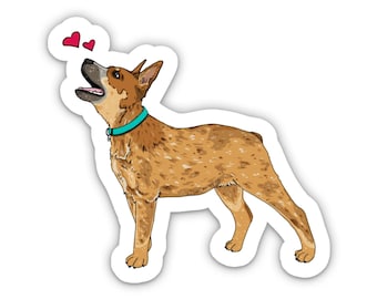 WEATHERPROOF Cattle Dogs, Red Heeler, 3-inch Vinyl Decal Sticker "Look of Love"
