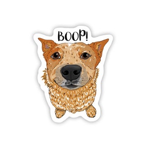 WEATHERPROOF Cattle Dogs, Red Heeler, 3-Inch Vinyl Decal Sticker “Boop!"