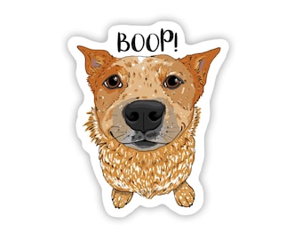 WEATHERPROOF Cattle Dogs, Red Heeler, 3-Inch Vinyl Decal Sticker “Boop!"