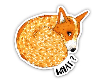 WEATHERPROOF Cattle Dogs, Red Heeler, 3-Inch Vinyl Decal Sticker "WHAT?"