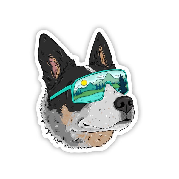 WEATHERPROOF Cattle Dogs, Blue Heeler, 3.5-inch Vinyl Decal Sticker "Mountains Reflection"