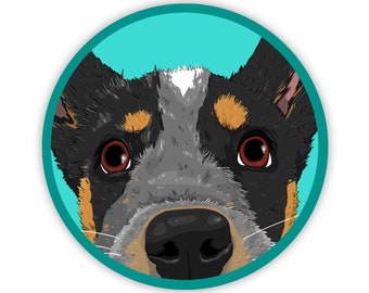 4-inch Blue Heeler Decal, Weatherproof Cattle Dog Sticker, Peekaboo Design, Durable Vinyl, for Cars, Laptops, Bottles, Dog Lovers