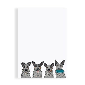 Bloc-notes bleus pour chiens et bouviers, bloc-notes vierge 5 x 7, bloc-notes liste de tâches, cadeau pour amoureux des chiens, 50 feuilles détachables, « Happy Dog Crew »