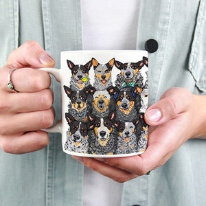 Blue Heeler Cattle Dog Expressions Ceramic Mug image 1