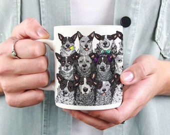 Black & White Heelers "Cattle Dog Expressions" Ceramic Mug
