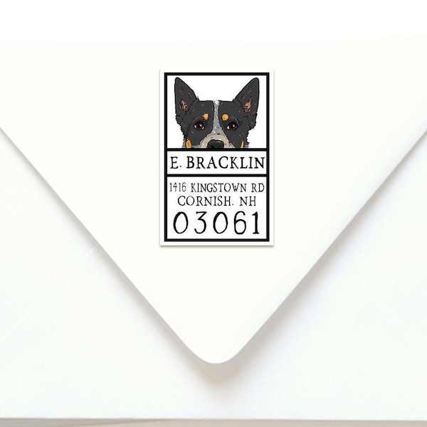 Australian Cattle Dog, Modern Address Stickers, Return Address Labels, Custom Address Labels, "Blue Heeler Peekaboo"