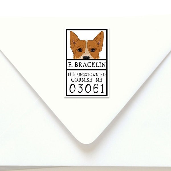 Australian Cattle Dog, moderne adresstickers, retouradreslabels, aangepaste adreslabels, "Red Heeler Peekaboo"