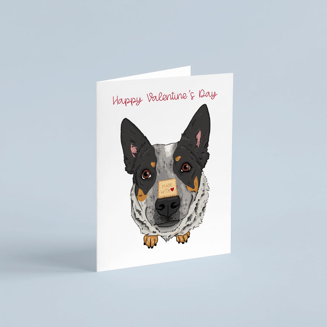 Blue Heeler Cattle Dog, Valentine's Day Card, made With Love - Etsy