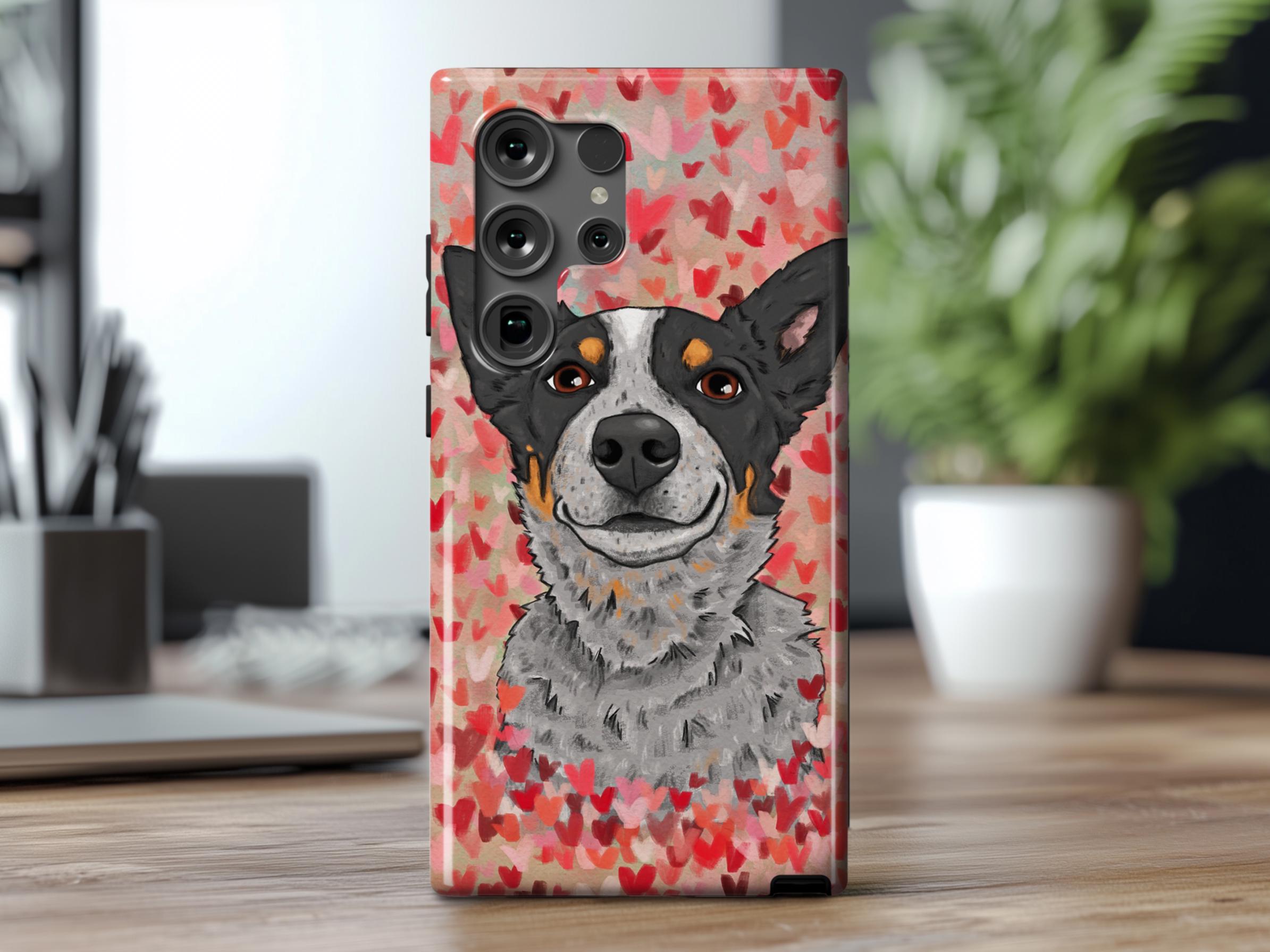 Blue Heeler Hearts, Australian Cattle Dog Themed, Protective Tough Case, Gift, Samsung Galaxy S21, S22, S23, S24, S25, Plus, Ultra