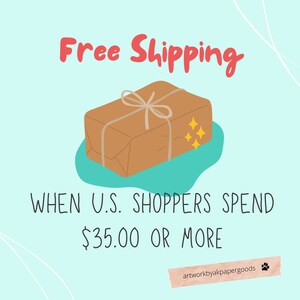 May include: Free shipping on orders of $35.00 or more for U.S. shoppers. Illustration of a brown package with twine and a sparkling effect.