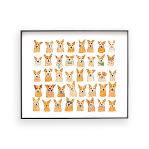 Red Heeler, Cattle dogs, Giclée Art Print, "40 Red Heelers"