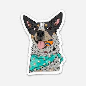 WEATHERPROOF Cattle Dogs, Blue Heeler, 3-inch Vinyl Decal Sticker "Blue Bandana"