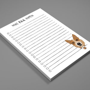 Cattle Dog Notepad, Red Heeler. 5x7 Notepad , Unlined 50 Sheets, "Make Fetch Happen"