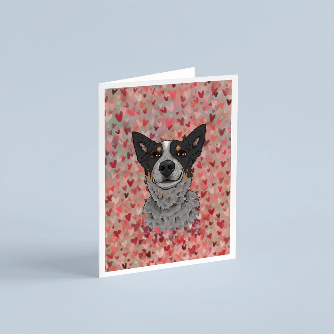 Blue Heeler Cattle Dog, Valentine's Day Card, heeler Hearts - Etsy