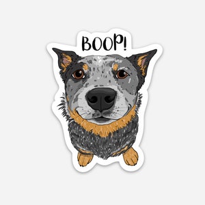 WEATHERPROOF Cattle Dogs, Blue Heeler, 3-inch Vinyl Decal Sticker "Boop! 2"