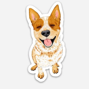 WEATHERPROOF Cattle Dogs, Red Heeler, 3-Inch Vinyl Decal Sticker "Smiley"