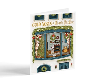 Cattle Dog Christmas Cards, Dog Themed Christmas Card, Holiday Card Sets, Handmade Christmas Cards, Cold Noses And Warm Wishes