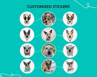 Set of 10 Custom Stickers, Customized Cattle Dog Stickers, 3-inch Vinyl Decals