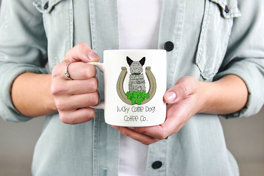 Blue Heeler lucky Cattle Dog Coffee Co Ceramic Mug | Etsy