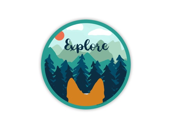 4-inch Red Heeler Decal, Weatherproof Vinyl Cattle Dog Sticker, 'Explore' Design, Durable Stickers for Cars, Laptops, Bottles