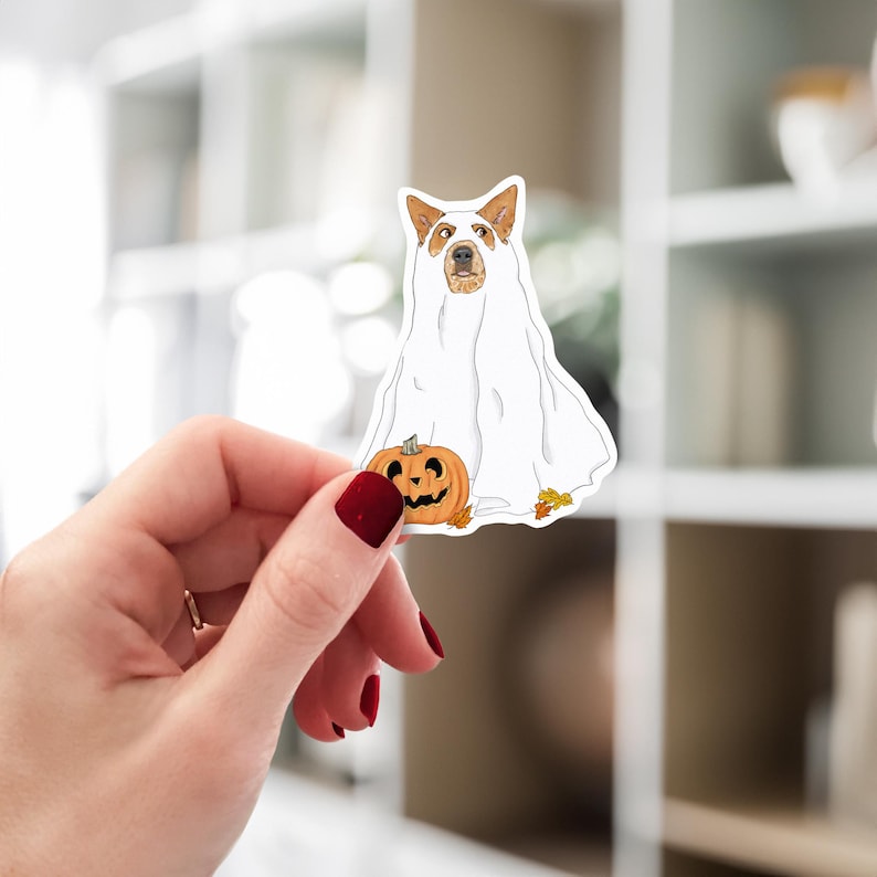 Red Heeler Dog Halloween Stickers, Dog Themed Halloween Stickers ...