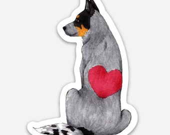 WEATHERPROOF Cattle Dogs, Blue Heeler, 3-inch Vinyl Decal Sticker "Lovemark”