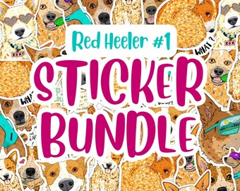 Red Heeler Stickers,  Cattle Dog Lover Gifts, WEATHERPROOF Decal Stickers,, Sticker Bundles, Sticker Packs
