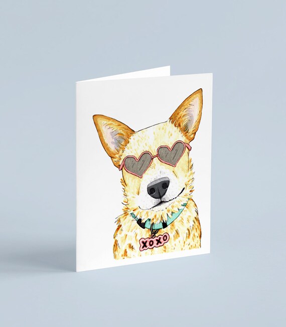 Perro de ganado australiano tarjeta de San Valentín tacón | Etsy México