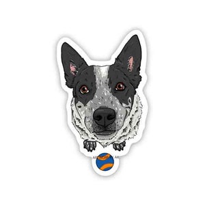 Weatherproof Heeler Decal, Black and White Cattle Dog Sticker, 3-inch Vinyl, Durable for Outdoors, Laptops, Cars, 'Fetch' Design