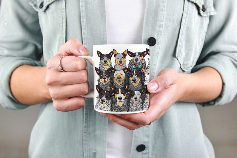 Blue Heeler Cattle Dog Expressions Ceramic Mug image 1