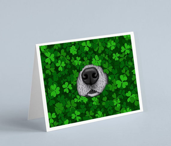 Dog Nose Boop, Lucky Irish Clover, Australian Heeler Cattle Dog, Spring Card Gift, Shamrock Boop