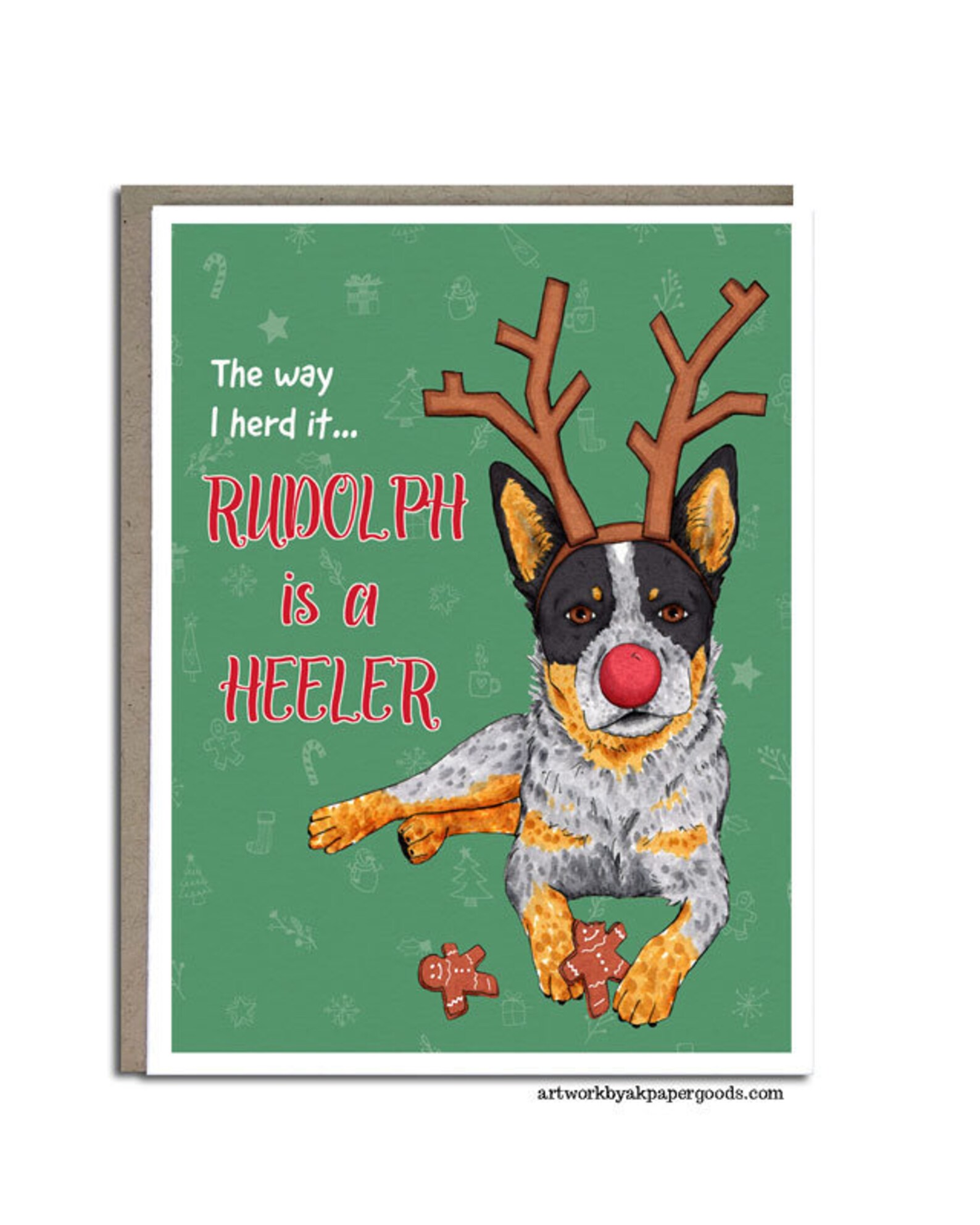 Australian Cattle Dog 4x5 Christmas Greeting Etsy