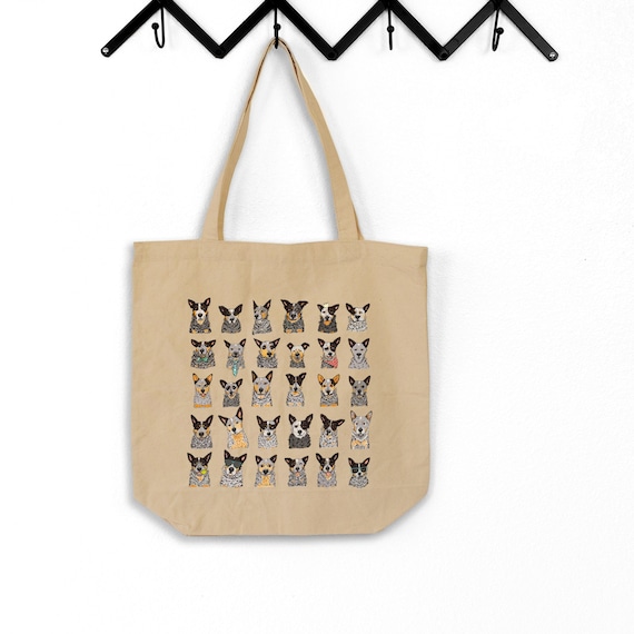 Blue Heeler Dogs, Organic Cotton Tote Bag, Cattle Dog, "Unique Expressions"