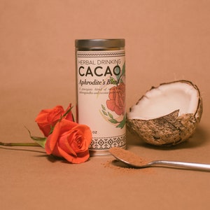 Aphrodite&#39;s Blend: Herbal Drinking Cacao, Drinking Chocolate for moments of Connection, Discourse, and Communal Sharing.