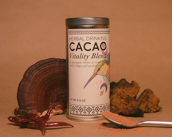Herbal Drinking Cacao, Vitality Blend- Drinking Chocolate.  Transform Your Well-Being.