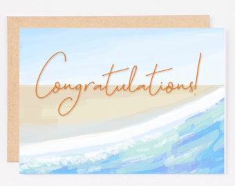 Printable Congratulations Card, Beach, Ocean, Graduation, Summer, Congrats, 5x7, Instant Download, 7x10, 8.5x11