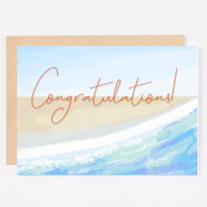 Printable Congratulations Card, Beach, Ocean, Graduation, Summer, Congrats, 5x7, Instant Download, 7x10, 8.5x11