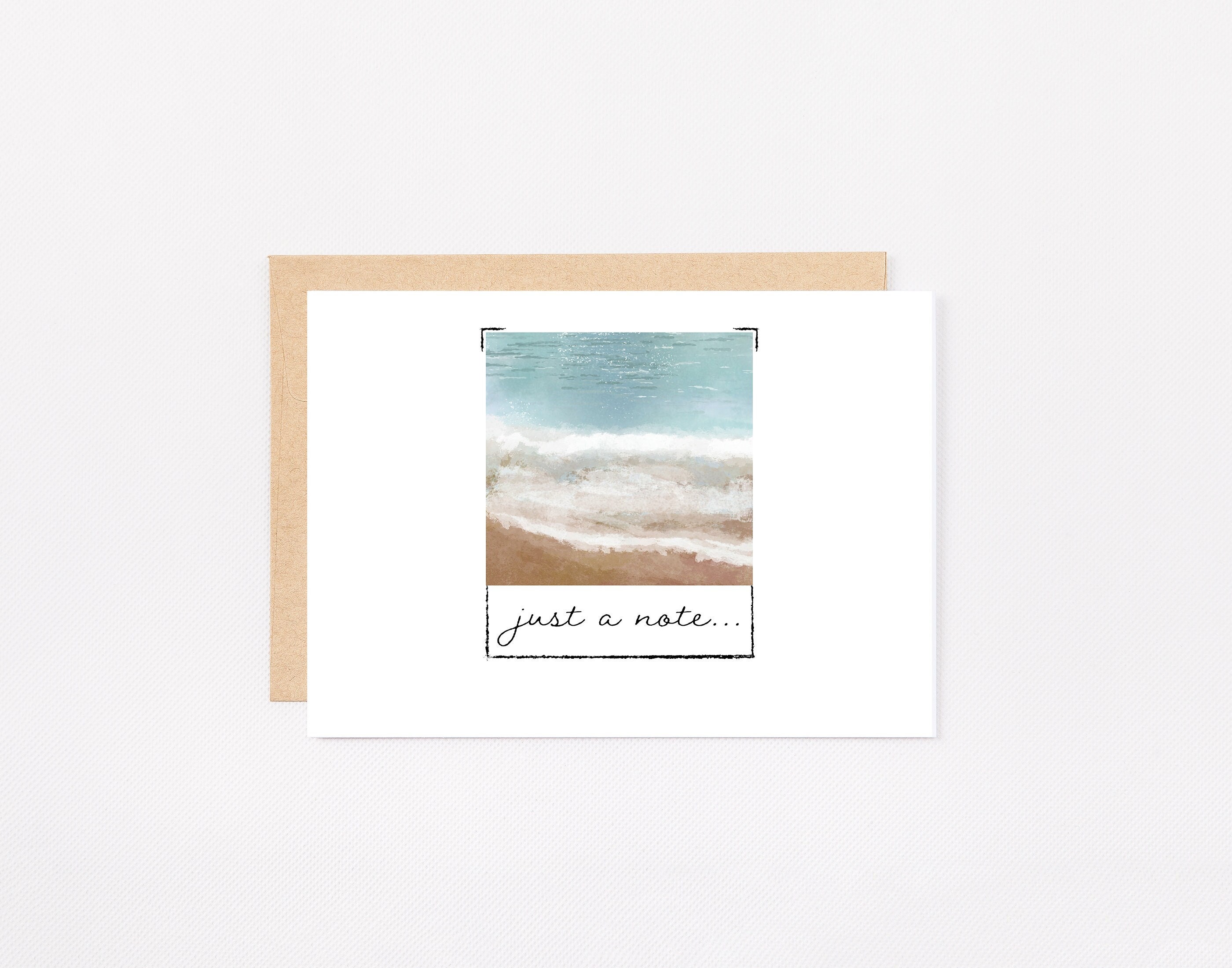 Printable Just a Note Beach Painting Card, 5x7