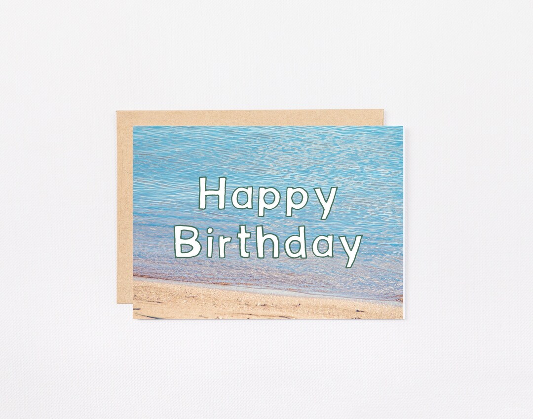 Printable Beach Birthday Card, 5x7, Happy Birthday, Beach, Ocean, Sea ...