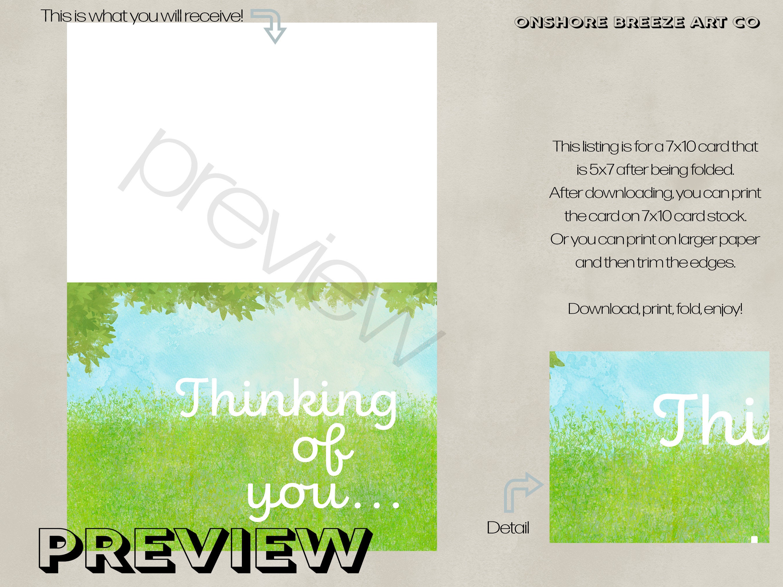 Printable Thinking of You Card, Digital Card, Greeting Card - Etsy