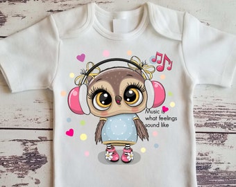 Baby Grow Novelty Body Suit Baby Headphones Earphones Around the Neck DJ
