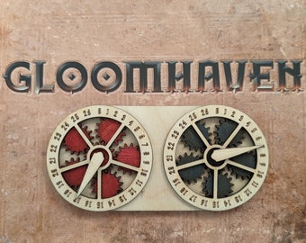 Gloomhaven HP & XP Tracker Dials - Frosthaven - Jaws of the Lion - Wood - Custom Board Game Piece