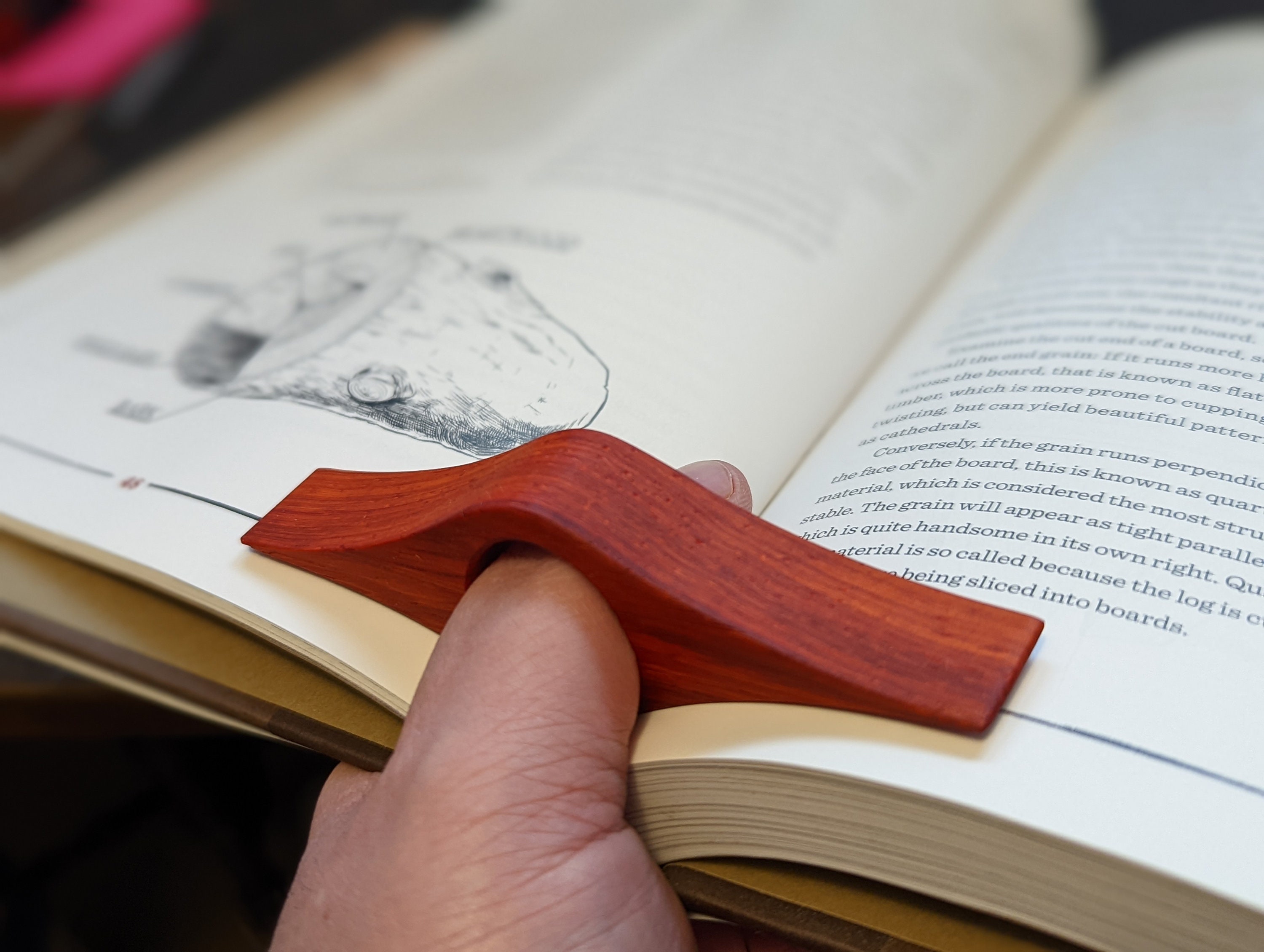 Wood Reading Assistant - Thumb Page Holder - One Hand Book Holder - Reading Ring - Book Buddy - Gift for Book Lover