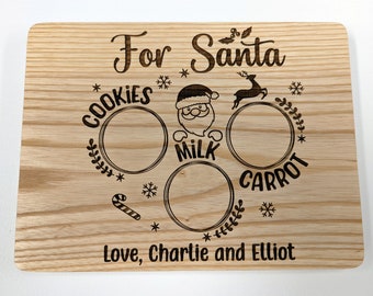 Personalized Santa Christmas Tray, Cookie Tray, Personalized Gift, Laser Engraved Wood