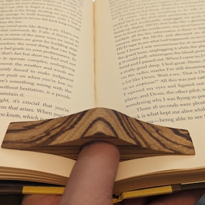 Wood Reading Assistant Thumb Page Holder One Hand Book Holder Reading Ring Book Buddy Gift for Book Lover Zebrawood