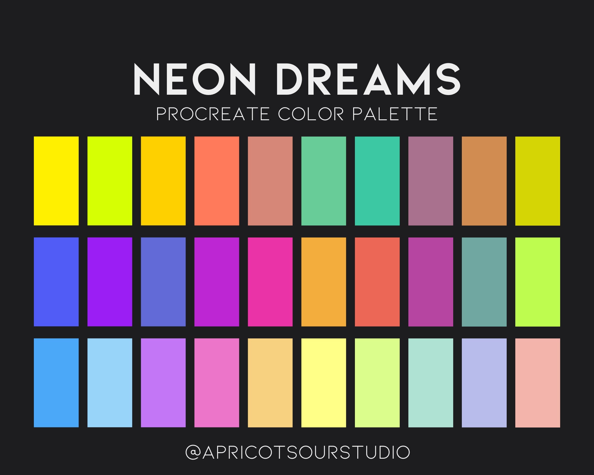 Neon Dreams Procreate Color Palette Etsy Neon Dreams Procreate Color Palette Etsy