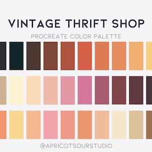 Vintage Thrift Shop Procreate Color Palette | Procreate App | 70s Colors | Color Swatches | iPad Art Illustration | Digital Coloring